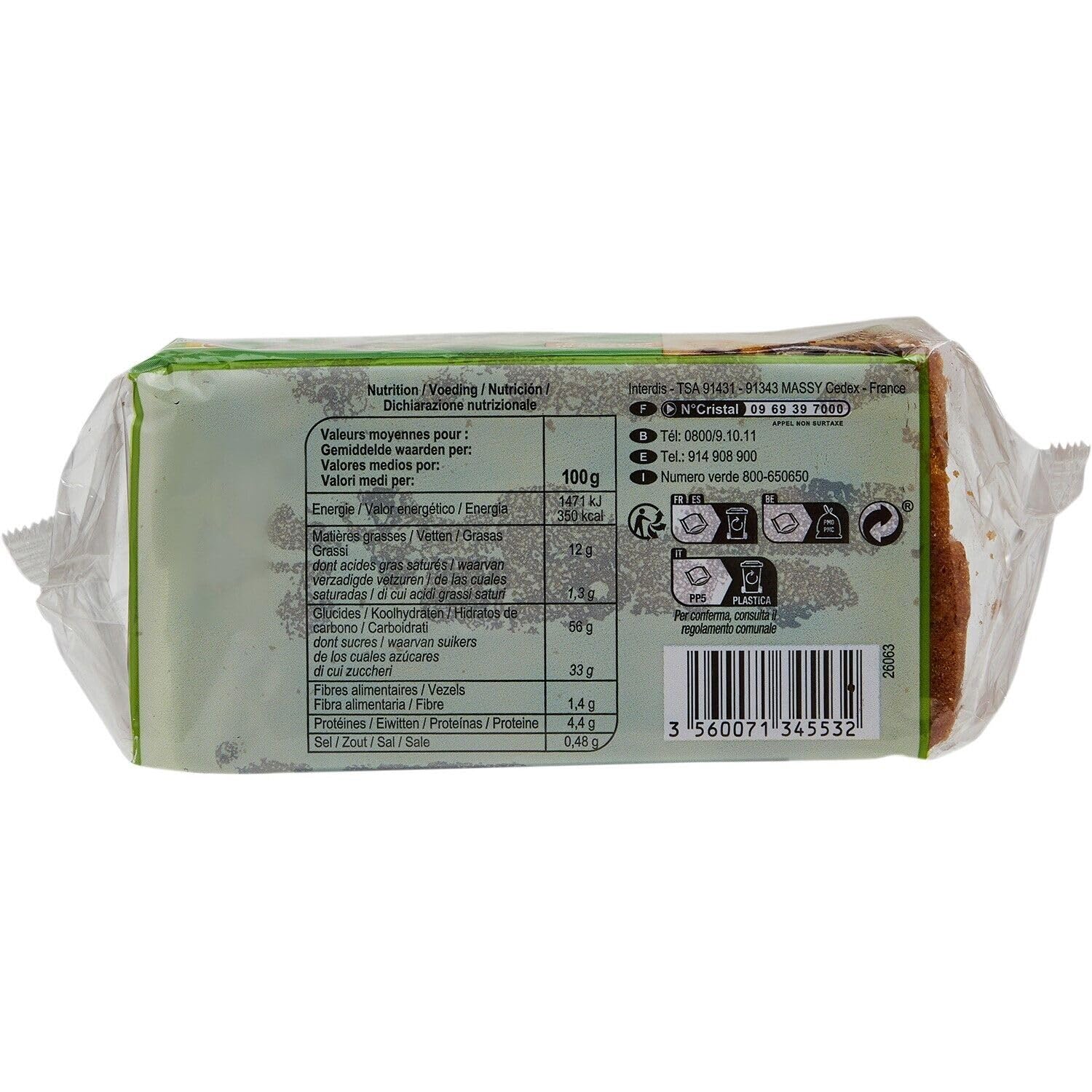 CARREFOUR CLASSIC' - Cake aux Fruits Confits, Raisins Secs et Raisins Macérés en Tranches - le paquet de 400g - Le Lot De 4