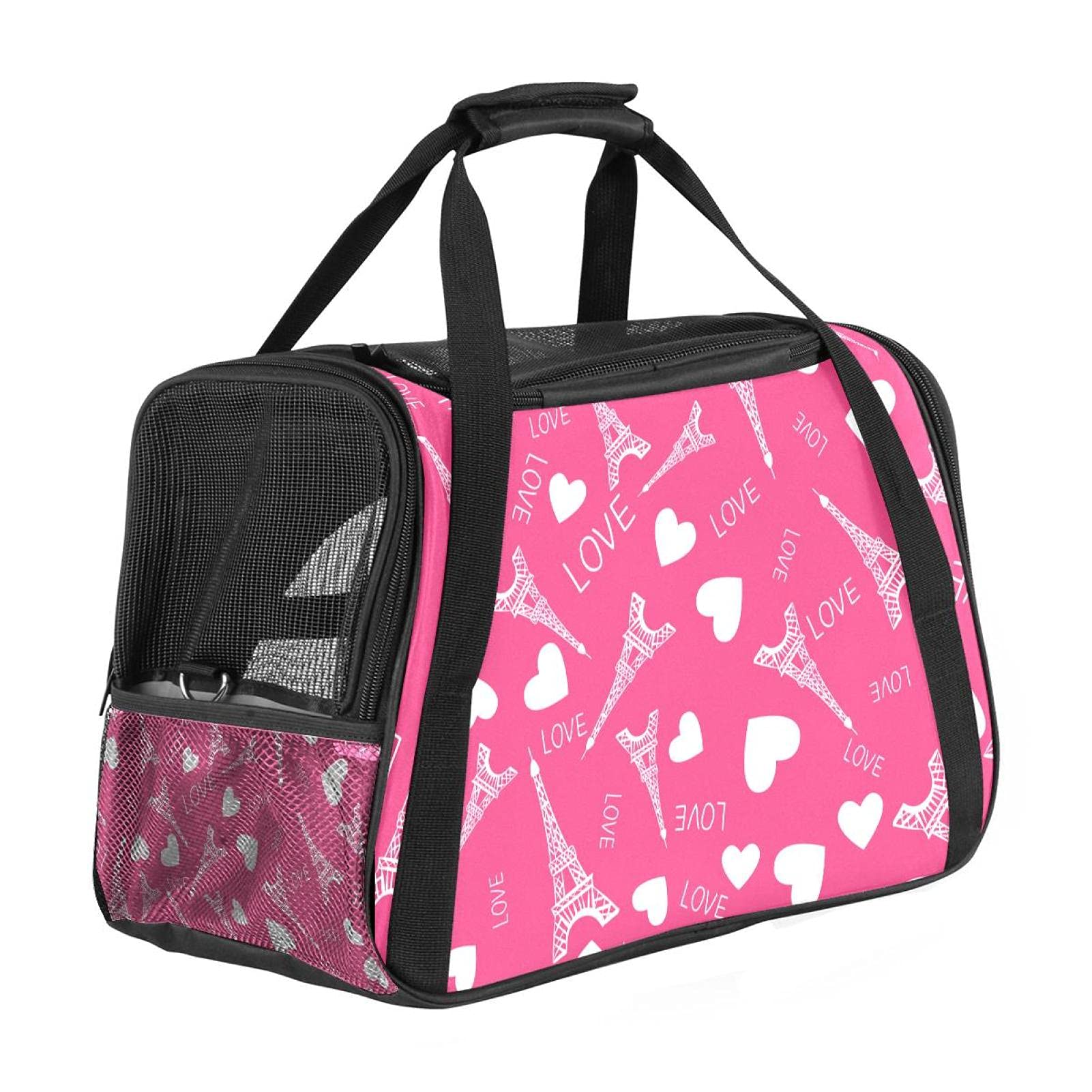 Sac de transport cabine avion pour chat et lapin anti-stress avec motif Tour Eiffel