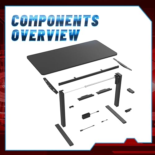 Miniatura 8 de Escritorio eléctrico de pie de 48 x 30 pulgadas escritorio de juegos de altura ajustable escritorio de pie con control de 2 botones escritorio