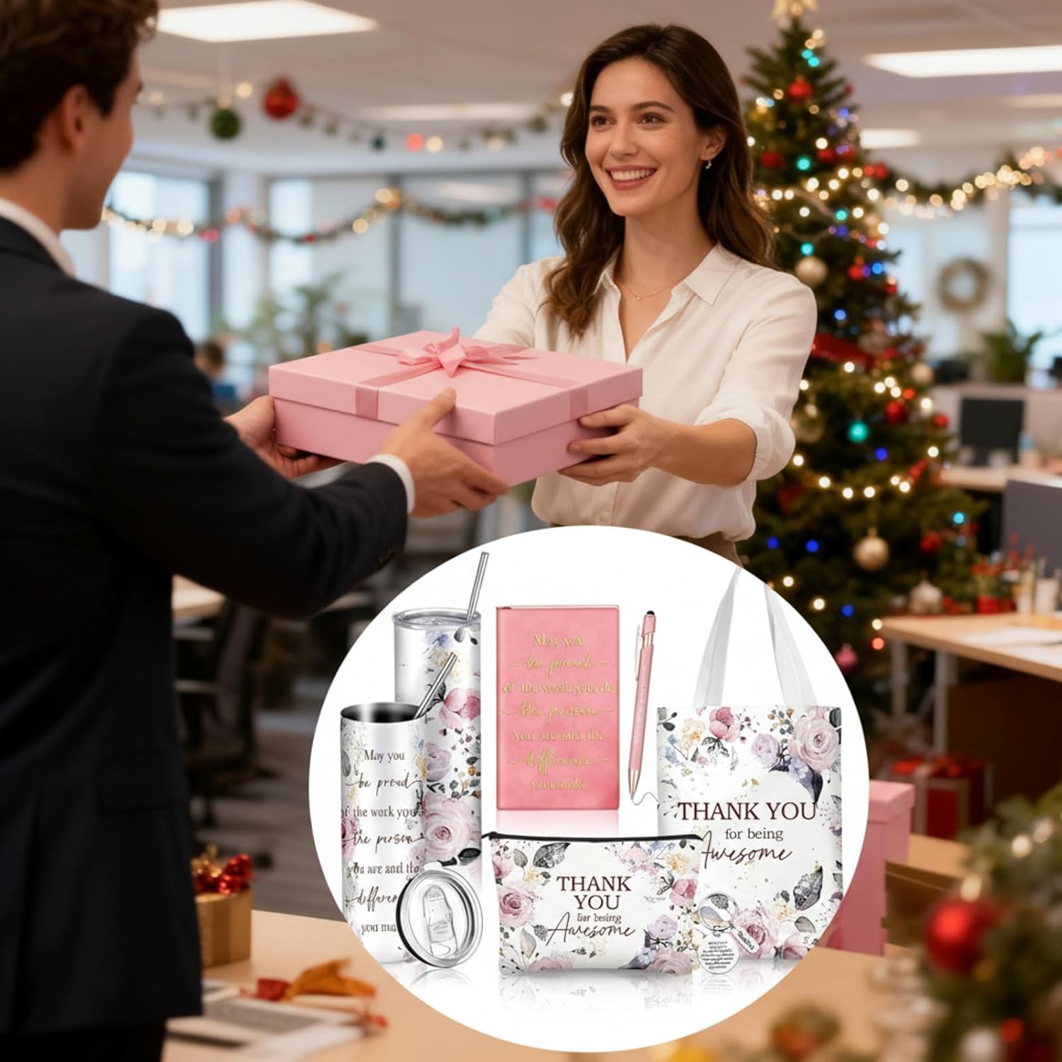 6 Pcs Valentines Day Gifts for Office Coworker Female Women Thank You May You Be Proud Ink Flower Gifts for Employee Staff Volunteer Administrative Professional Assistant(Artsy Style) - Image 2