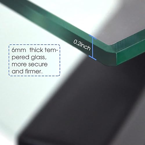 Miniatura 5 de Mesa de centro rectangular de vidrio templado, mesas de centro de vidrio con patas de metal para sala de estar, mesa de té de extremo de 2 niveles