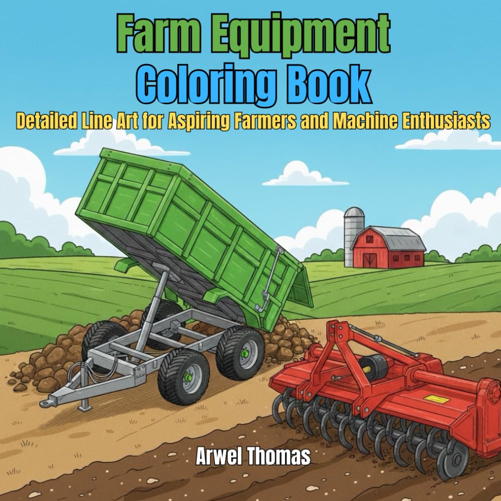 Farm Equipment Coloring Book: Detailed Line Art for Aspiring Farmers and Machine Enthusiasts