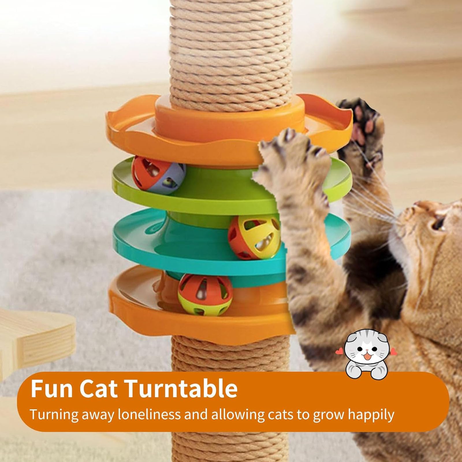 Árbol para Gatos, Moderna Torre para Gatos De Interior, Estructura De Madera De Densidad Media De 60" De Alto con Hamaca, Poste para Rascar Y Juguete para Gatos Pequeños Y Grandes