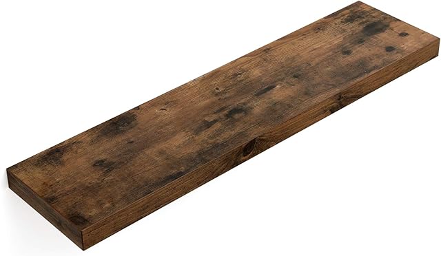 VASAGLE Floating Shelf, Wall Shelf for Photos, Decorations, in Living Room, Kitchen, Hallway, Bedroom, Bathroom, Rustic Brown LWS28BX
