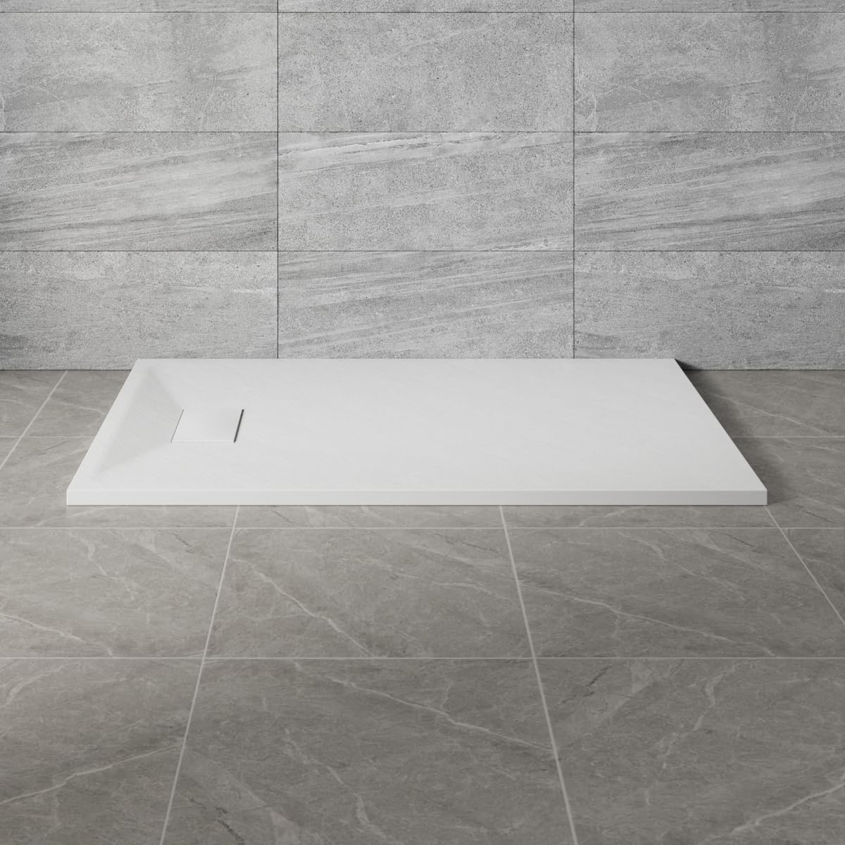 NRG 1400x800mm White SMC Rectangle Shower Tray Slip-Resistance Bathroom Shower Enclosure Base Tray