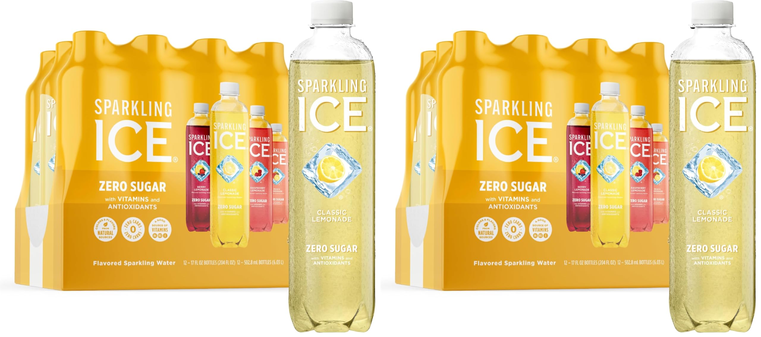Sparkling ICELemonade Variety Pack, Flavored Sparkling Water, Zero Sugar, with Vitamins and Antioxidants, 17 fl oz, 12 count (Berry Lemonade, Raspberry Lemonade, Peach Lemonade, Classic Lemonade)
