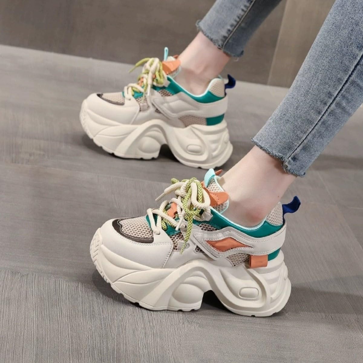 Chunky Sneakers for Women Walking Shoes with a 2.7-Inch Thick Sole - Breathable Mesh Walking Shoes - Image 2