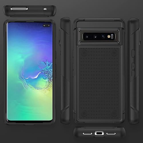 Miniatura 4 de Asuwish Funda protectora para Samsung Galaxy S10 Plus con protector de pantalla de vidrio templado y accesorios de celda, protección resistente de