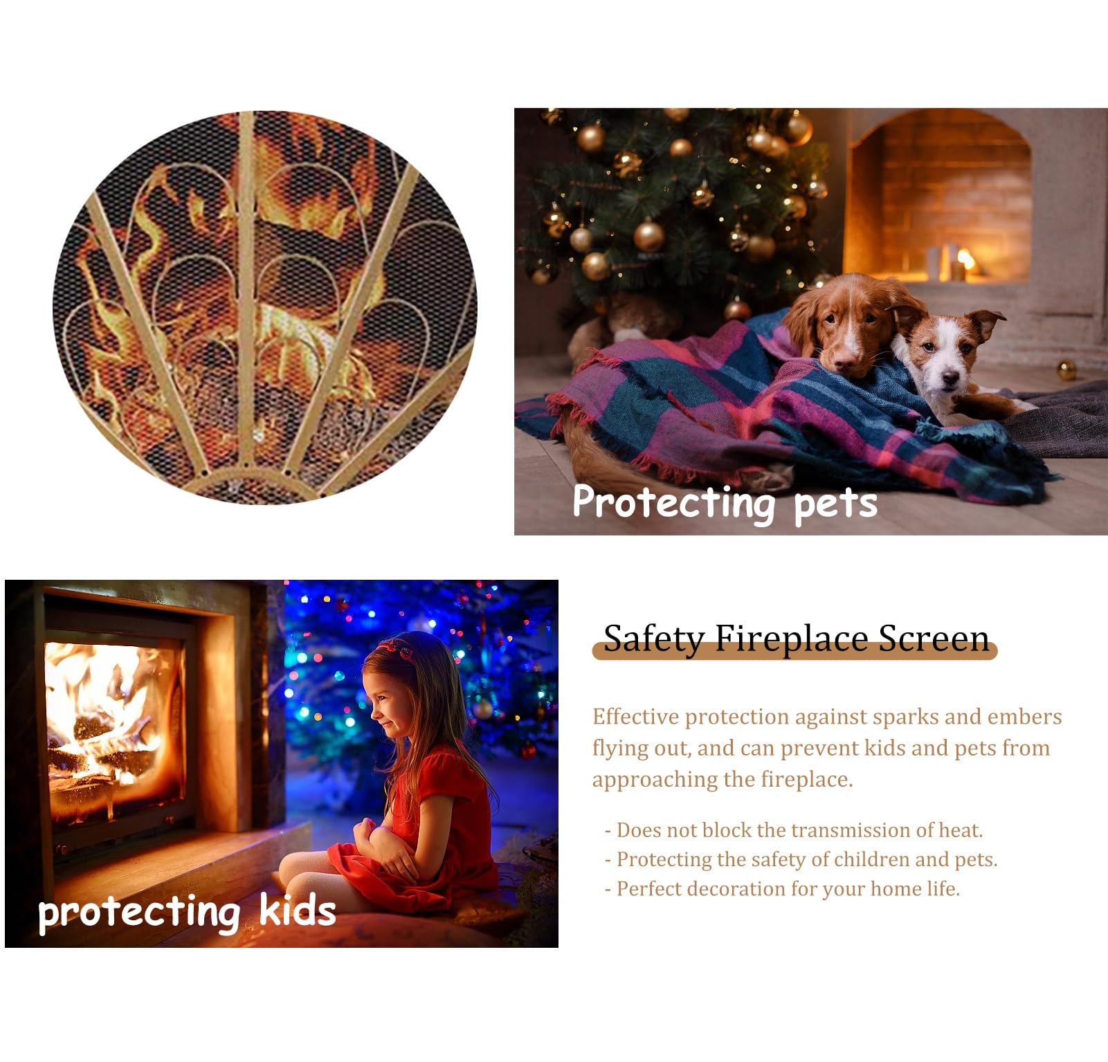 Salvachispas Chimenea Pantalla Decorativa para Chimenea de Un Solo Panel, Cubierta Protectora Plana para Estufa de Leña para Chimenea Decorativa, Malla de Hierro Artesanal a Prueba de Fuego para Horno