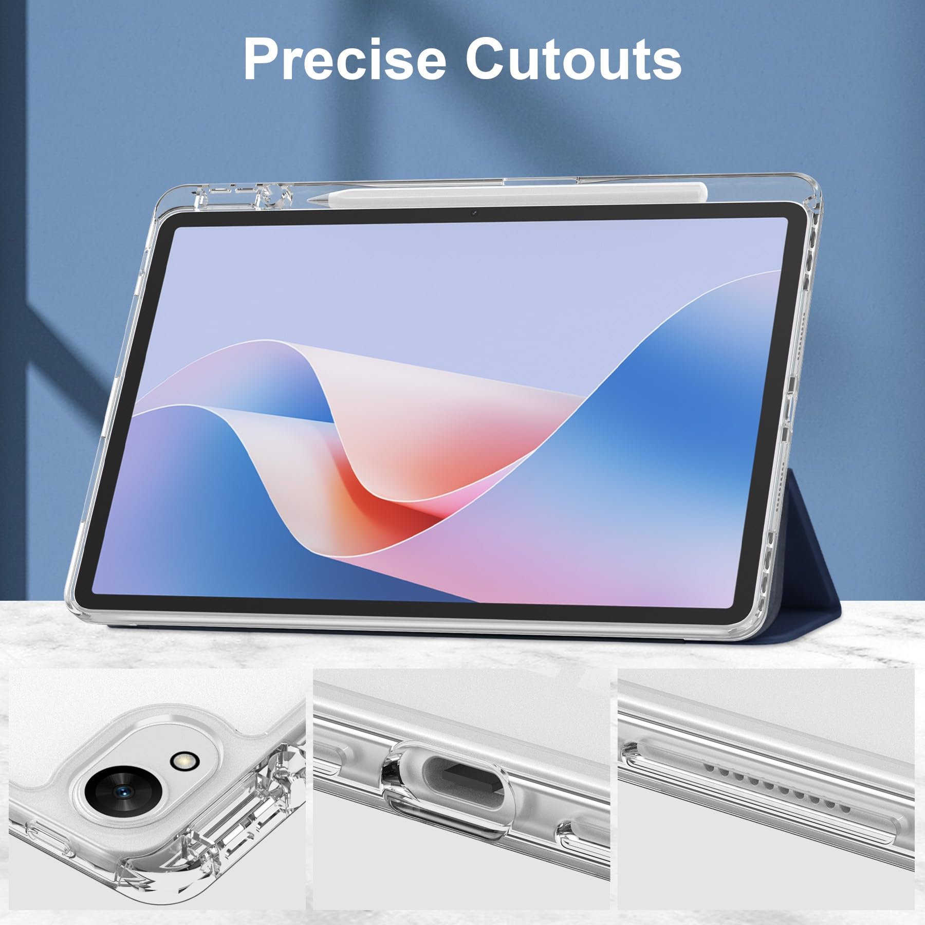 Rotante Custodia compatibile con Huawei MatePad 11.5 S 2024 con Portapenne, 360° Rotazione Protettiva Cavalletto Cover Chiaro Indietro, Auto Svegliati/Sonno, Blu Cielo