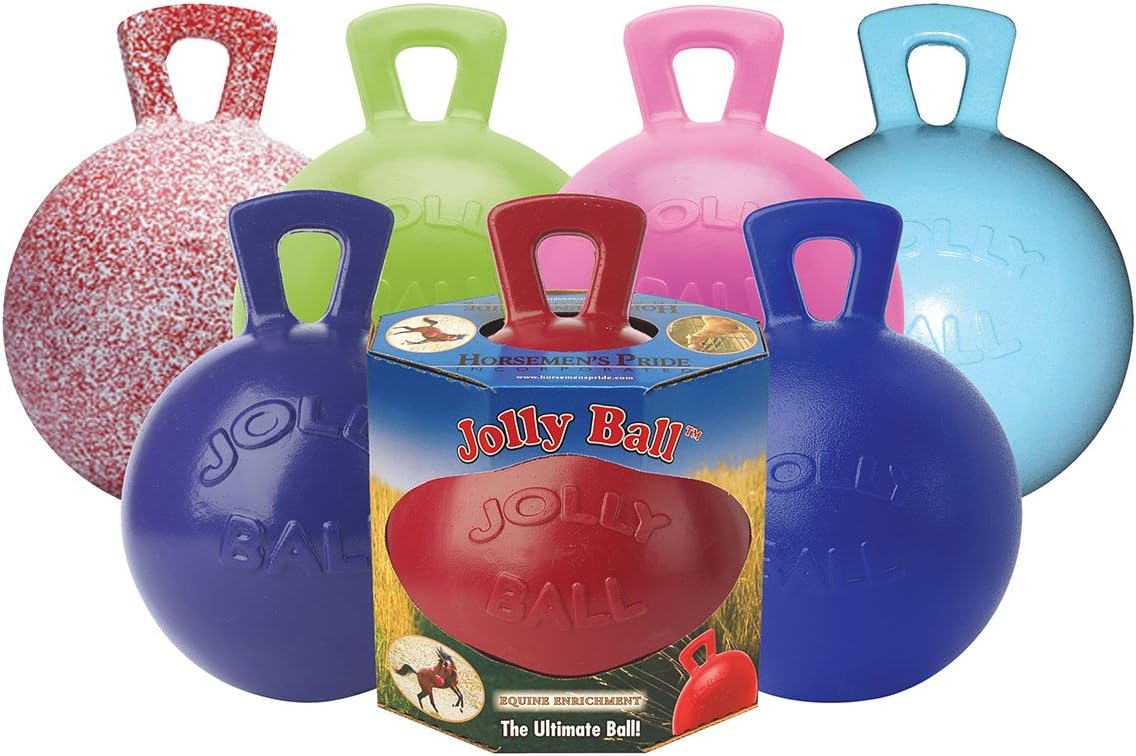 Horsemen's Pride 10" Horse Jolly Ball Apple Scented | 10 inch apple-scented Jolly Ball horse toy with handle, won't pop or deflate, attracts horses with natural apple scent