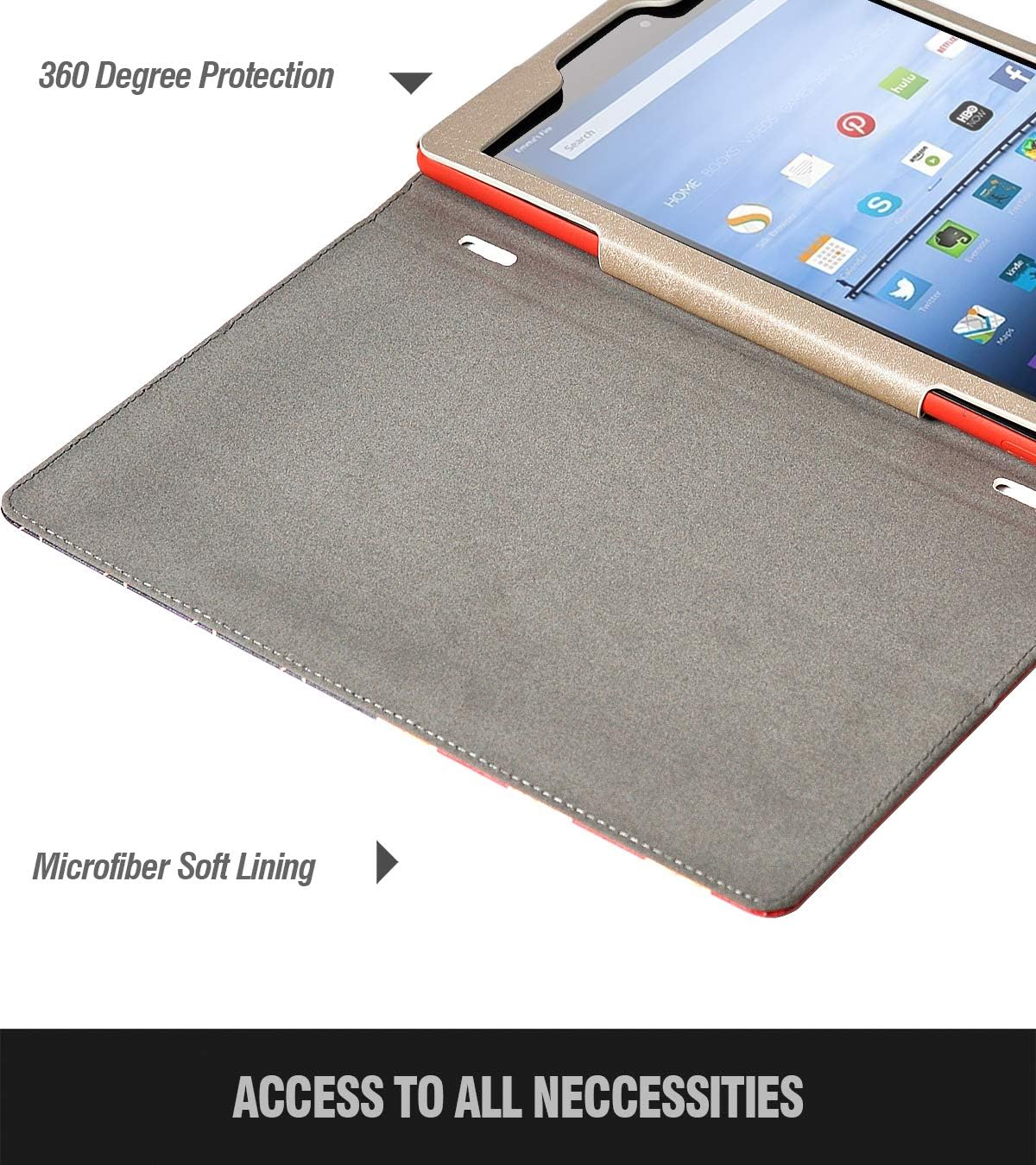 Poetic All-New Fire HD 10 Tablet Case (7th Gen 2017 and 9th Gen 2019 Release), Premium Slim Synthetic Leather Flip Stand Cover,Auto Sleep/Wake, Magnetic Closure, for Amazon Fire HD 10.1 Inch, US Flag