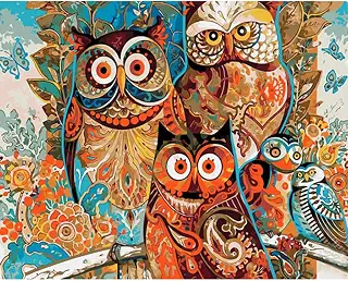 Good Value 油絵 数字キットによる絵画 塗り絵 大人 手塗り DIY絵 デジタル油絵 手描き 応接間装飾画 塗装 壁掛け 手作り 初心者手芸 40x50cm - 知恵のフクロウ