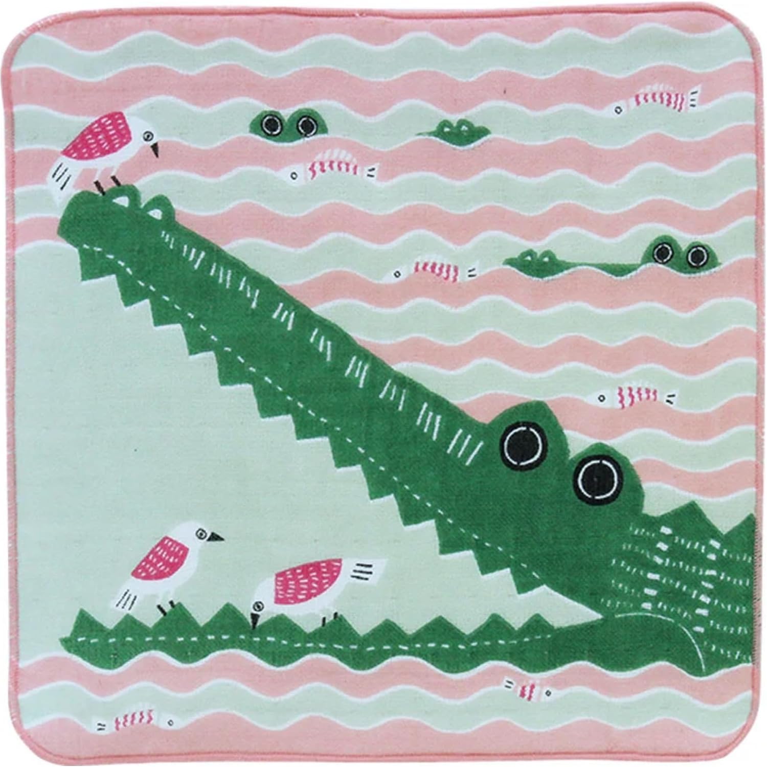 IPPINKA kata kata Fluffy Towel Handkerchief - Crocodile Pink - 9.8 in x 9.8 in - Made in Japan