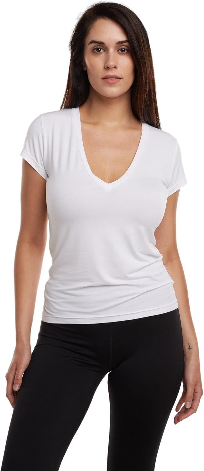 Foundation Women by Mr. Davis Ultra Soft Comfort Fit Bamboo Viscose Deep V Neck Undershirt - Image 4