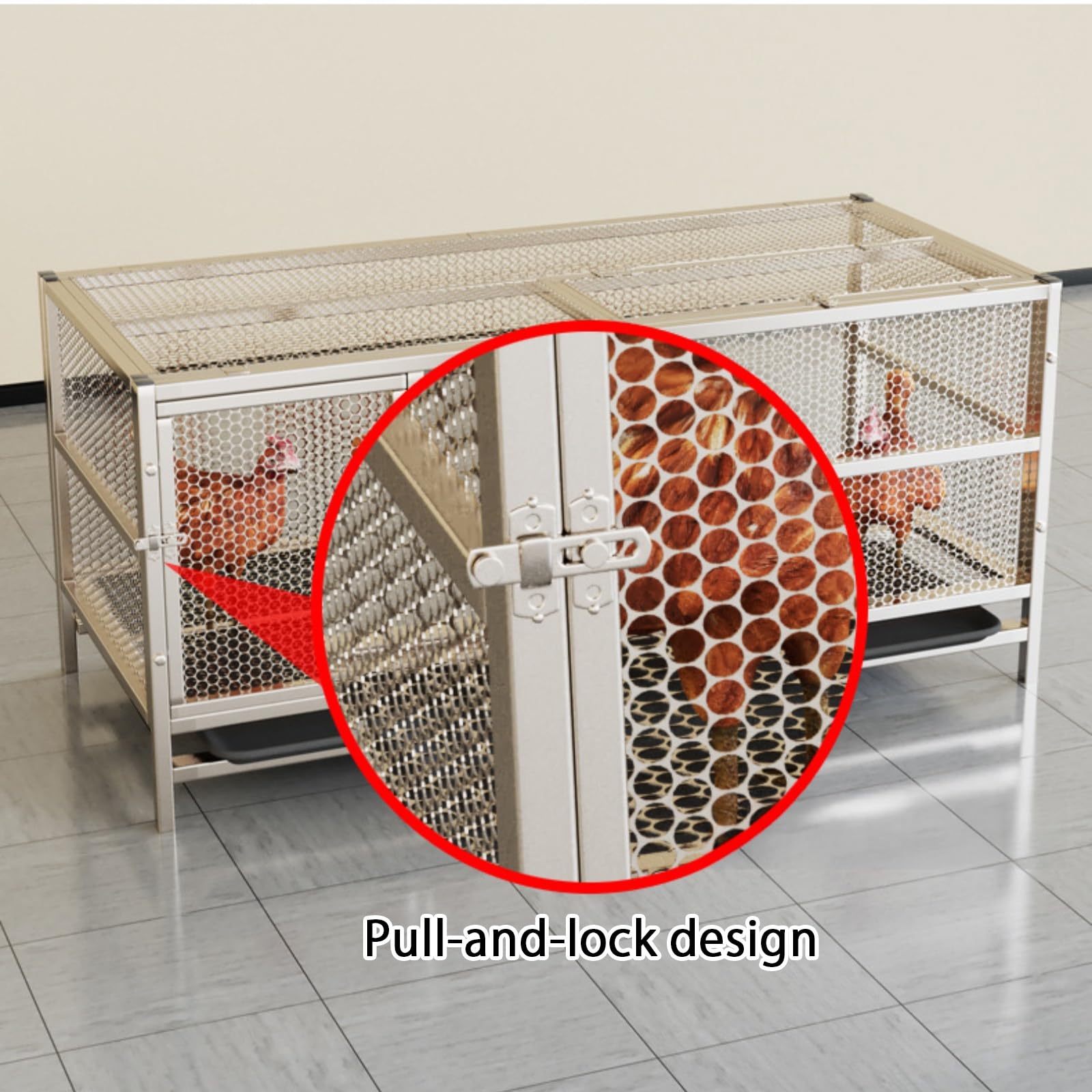 Ponederos para Gallinas, Corral para Gallinas de Corral en Acero Inoxidable, Malla de Alta Densidad Anti-Intrusión contra Comadrejas, Serpientes y Ratones, para Jardín y Granja(100cmx66cm/39.3x