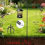 Shepherd Hook 2 Pack,48 Inch with 5 Prong Base for Bird Feeder, Strong Metal Garden Shepherd Hooks for Hanging Birdhouses, Flower Pots, Lanterns, Wedding Decor, Lanterns Planting Hanger