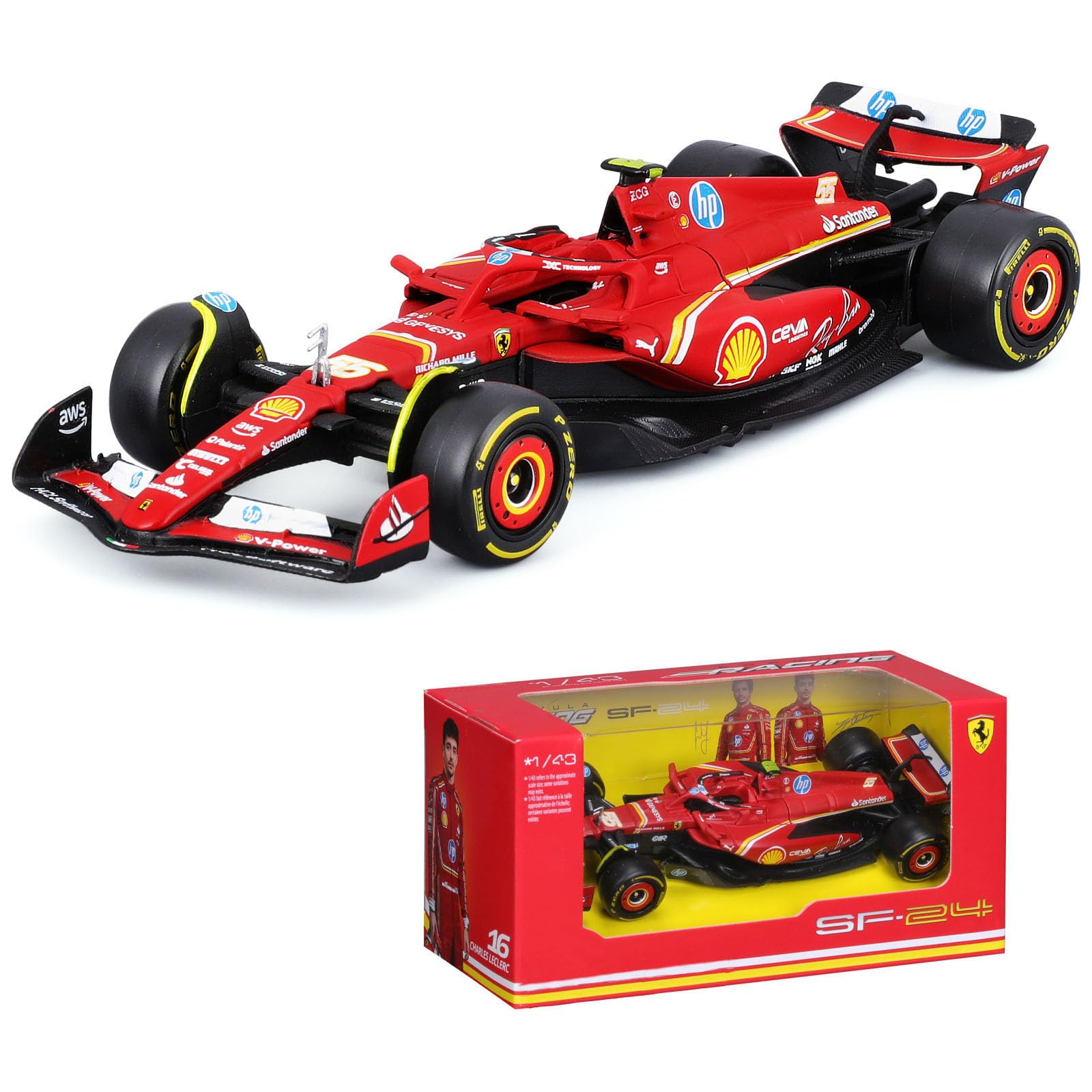ミニカー Ferrari SF-24 FORMURA 1 ROLEX 2024 1:43 Ferrari SF-24 Model Car Diecast 2024 Formula 1 Team Carlos
