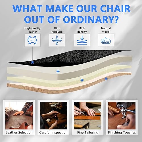 Miniatura 7 de CLATINA Silla de oficina ergonómica con brazos abatibles de 350 libras, sillas de escritorio ejecutivas de cuero negro, silla de trabajo giratoria