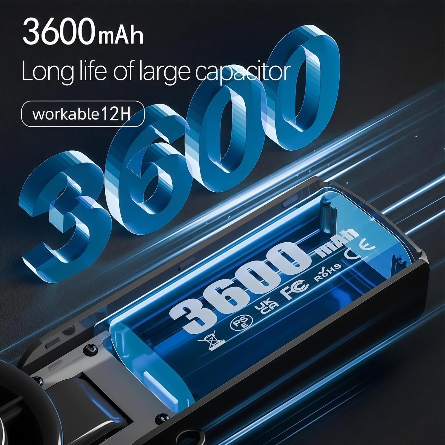 Icerush Turbo – Handheld Fan With Instant Cooling Plate & Led Light, Portable Handheld Turbo Fan with Ice Cooling, 3600mah Rechargeable,135° Tilt Foldable, for Travel, Office, Home (Black)