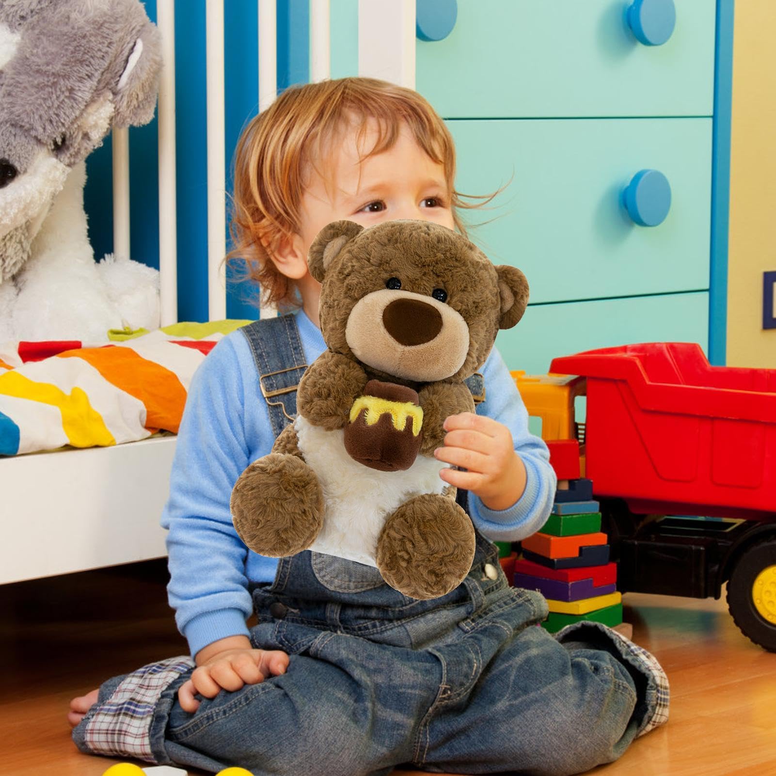 Orso di Peluche Bambola Animale Da Cartone Animato Che Tiene Una Pentola