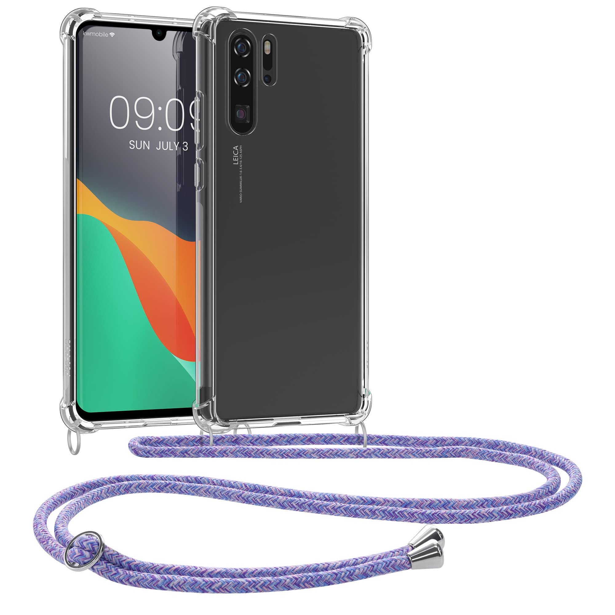 Vauki Handyhülle Mit Kette Für Huawei P30 Pro – Transparente TPU Hülle Stoßfest, Mit Umhängeband, Schwarz