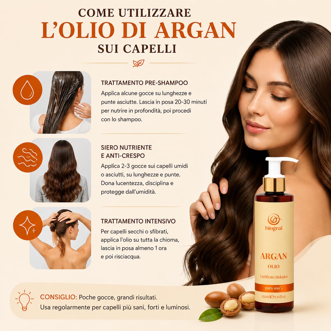 Olio di Argan Puro per Pelle Biologico (250 ml X 2pz + Saponetta Omaggio), Idratante Corpo, per Capelli Secchi e Crespi e Danneggiati, Privo di Sostanze Chimiche