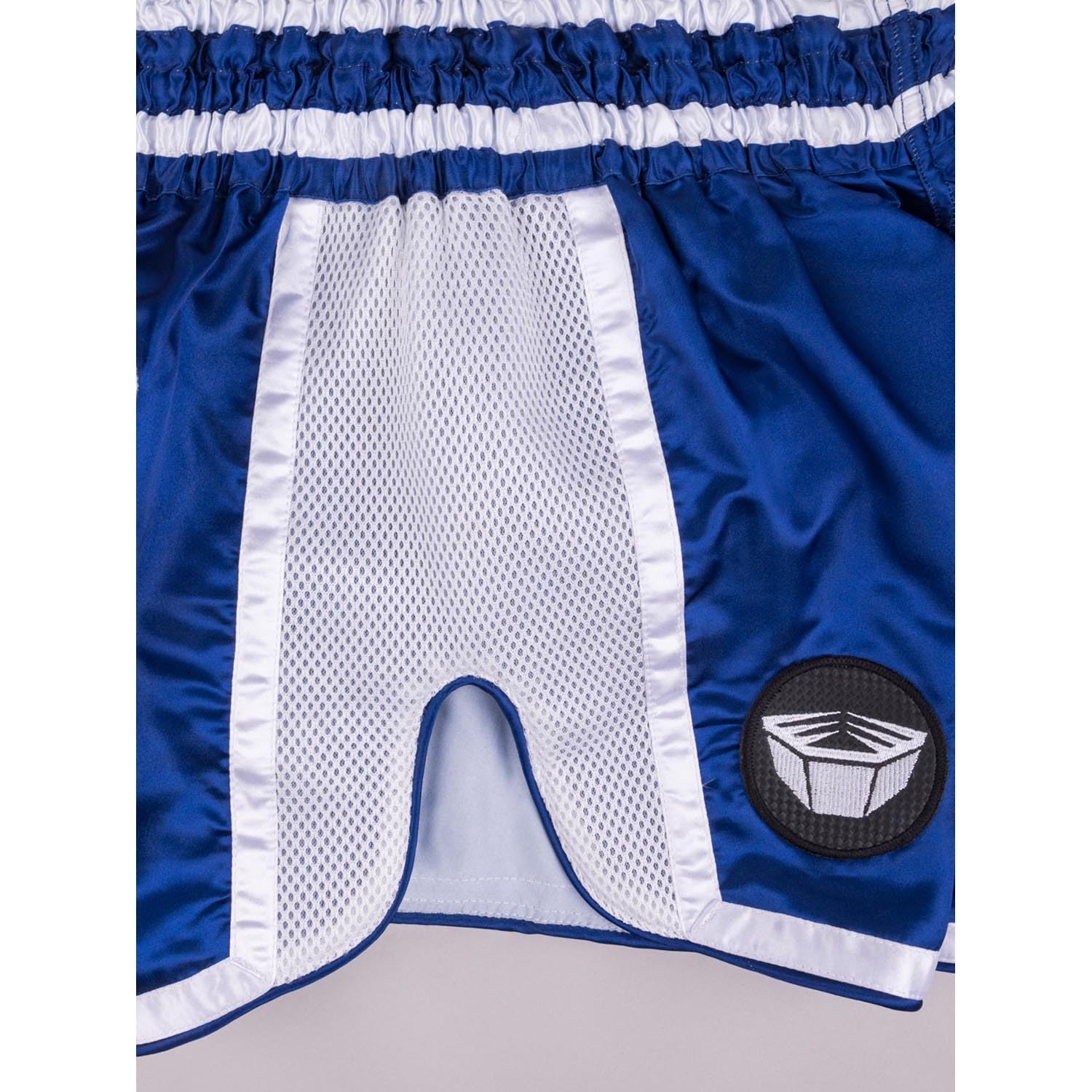 Muay Thai Shorts, Represent, Navy-weiß, Kickboxhose für Training & Wettkampf, Thaibox Shorts Satin, Atmungsaktiv, Langlebig, Kampfsporthose für MMA, K1, Boxen, Thai Boxen