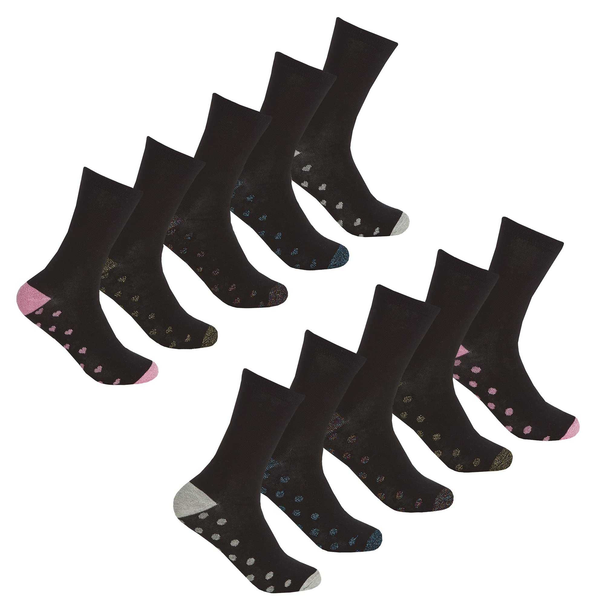 Undercover 10 Pairs Girls Glitter H&T Socks 43B731 Spots & Hearts 9-12
