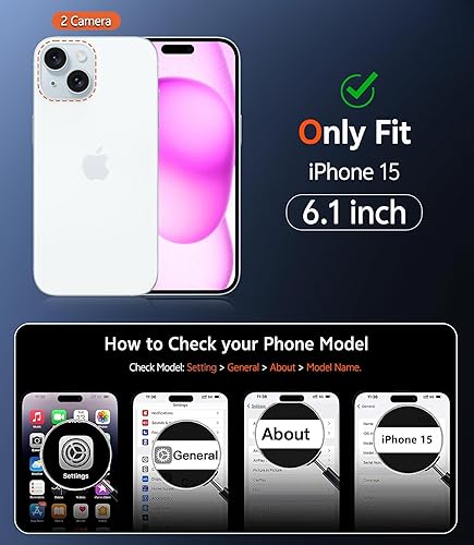 Miniatura 1001 de Fntcase Funda para iPhone 15 Plus y 14 Plus de 6.7 pulgadas, magnética, a prueba de golpes de grado militar, antiamarilleo, delgada, protectora