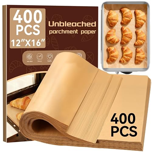YUANYE 400PCS Parchment Paper Baking Sheets 12x16 Unbleached Precut Half