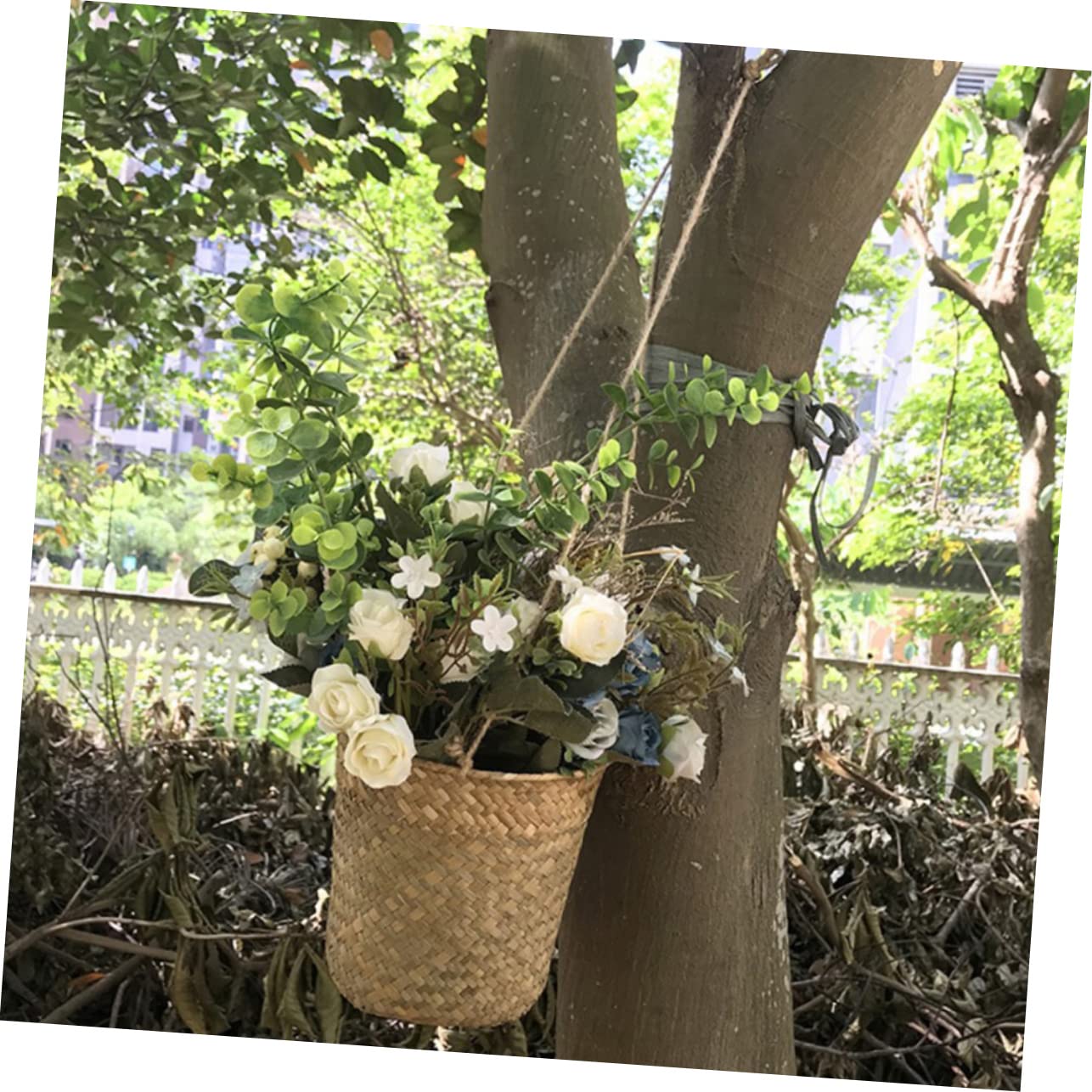 ABOOFAN 9 Pz Cesto Di Fiori in Tessuto Decorazione Da Appendere Alla Parete in Macramè Portapiante Da Esterno Decorazione Esterna Fioriera Da Parete Vimini Artigianato All'aperto Cannuccia