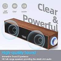 Vista 2 de Computer Speakers,Wooden Multimedia Digital Speaker,USB Powered 3.5mm AUX PC Speakers,Surround Sound Portable Computer Sound Bar Speaker for Desktop