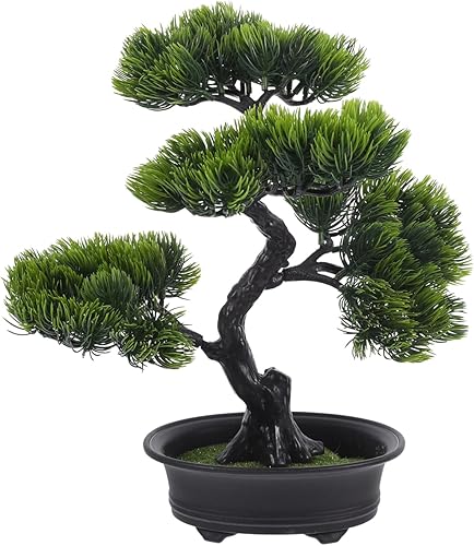 Árbol de pino bonsái artificial, decoración realista para interiores, hogar, oficina y espacio, vegetación compacta en maceta para decoración de