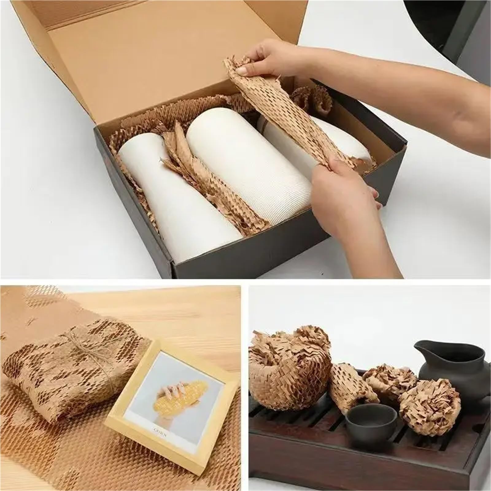 Folia bąbelkowa/papier pakowy, Rolka papieru o strukturze plastra miodu 30cm/38cm x 10-250m do pakowania i prezentów(38cm*250m)