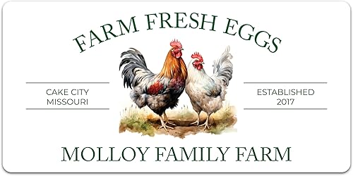 Etiquetas personalizadas para cartón de huevos, calcomanías personalizadas para huevos frescos de granja, fabricadas en Estados Unidos (20-2500