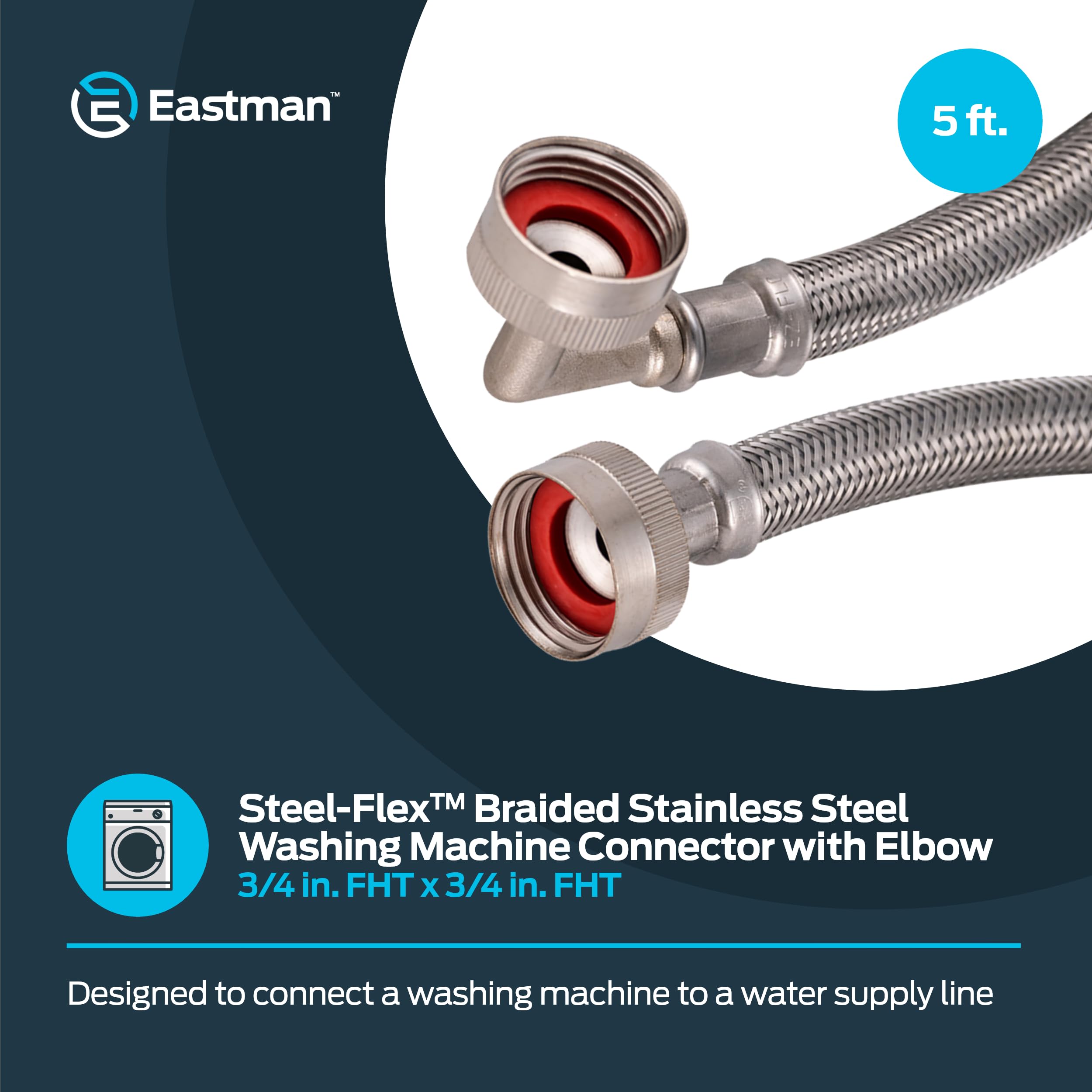 EZ-FLO 48374 Eastman wąż do pralki z 90-stopniowym łokciem, 3/4 cala x 3/4 cala