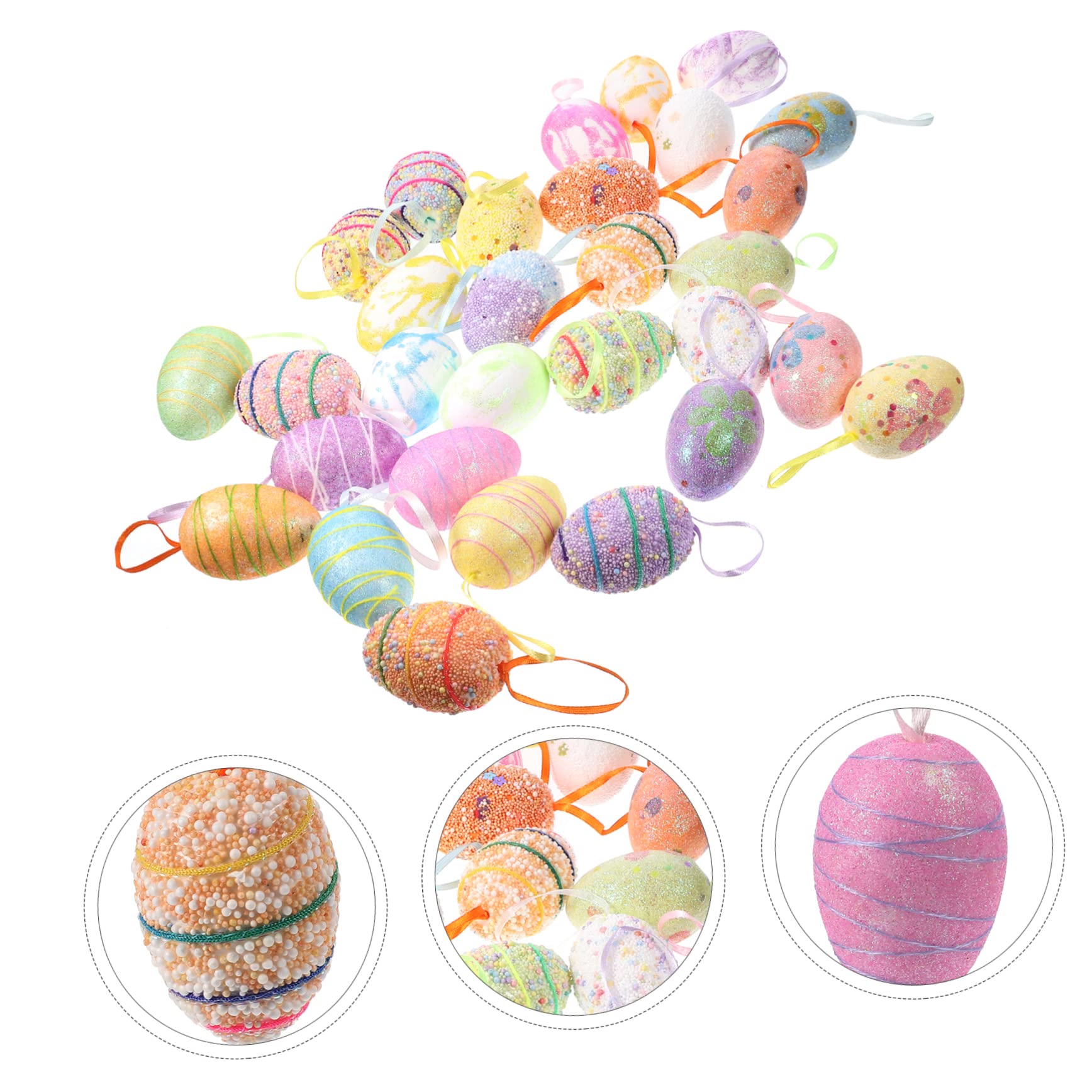 Cabilock 90stücke Bunte Ostereier Dekorationen Hängende Ornamente Für Ostern Für Osterbaum Und Frühlingsfeiern Gestaltete Eier Für DIY-Dekorationen