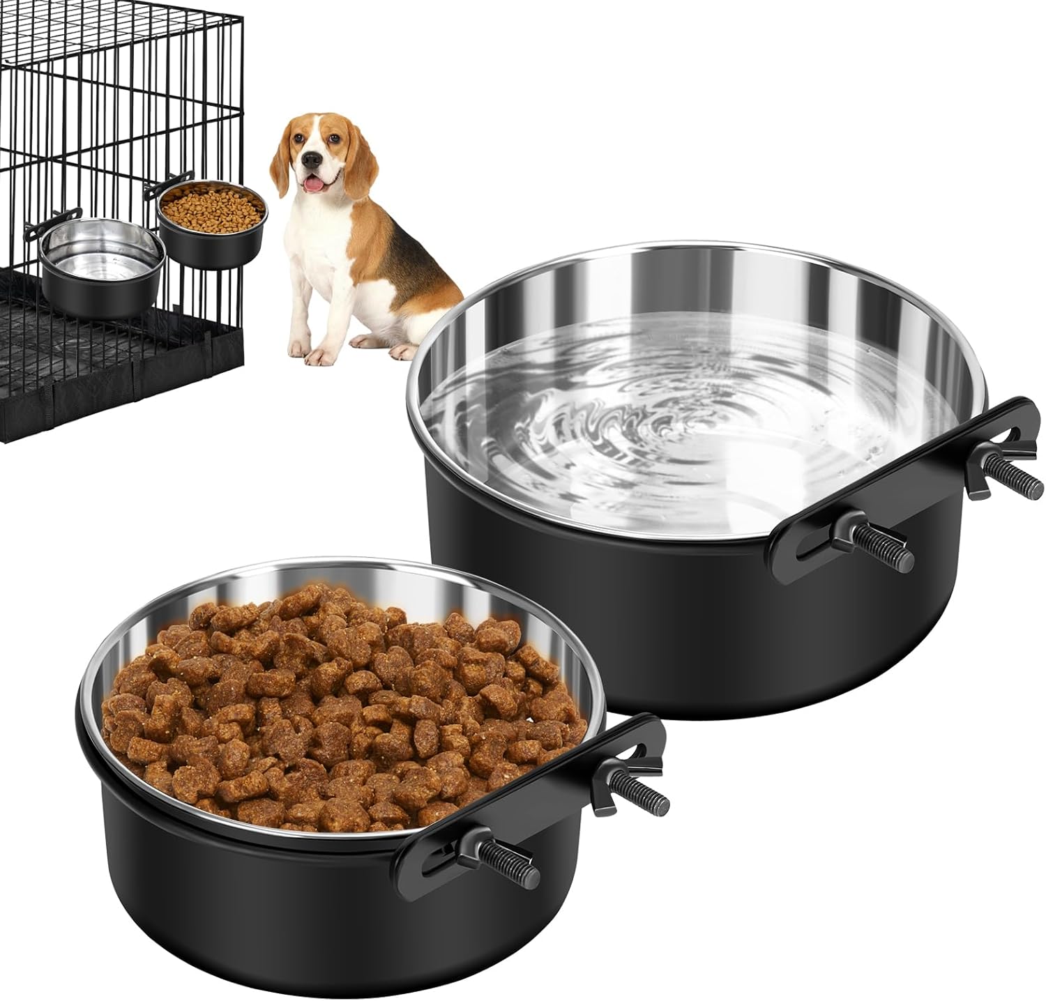 Dog Crate Water Bowl No Spill, 2 Pack Dog Crate Bowls