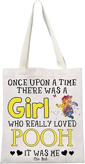 GJTIM Cartoon Inspired Pooh Bear Travel Bag Pooh Bear Accessories There was a Girl Who Really Love Pooh Zipper Pouch for Bear Lovers (Really Loved Pooh Tote CA)