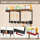 SEENWUUN Broom and Mop Organizer Wall Hanging – 3-in-1 broom, vacuum and shelf organizer