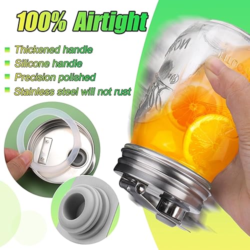 Miniatura 5 de Tapa de boquilla de acero inoxidable, tapa abatible de boca regular para frascos Mason, tapa abatible para frascos Mason, cubierta de sello a prueba