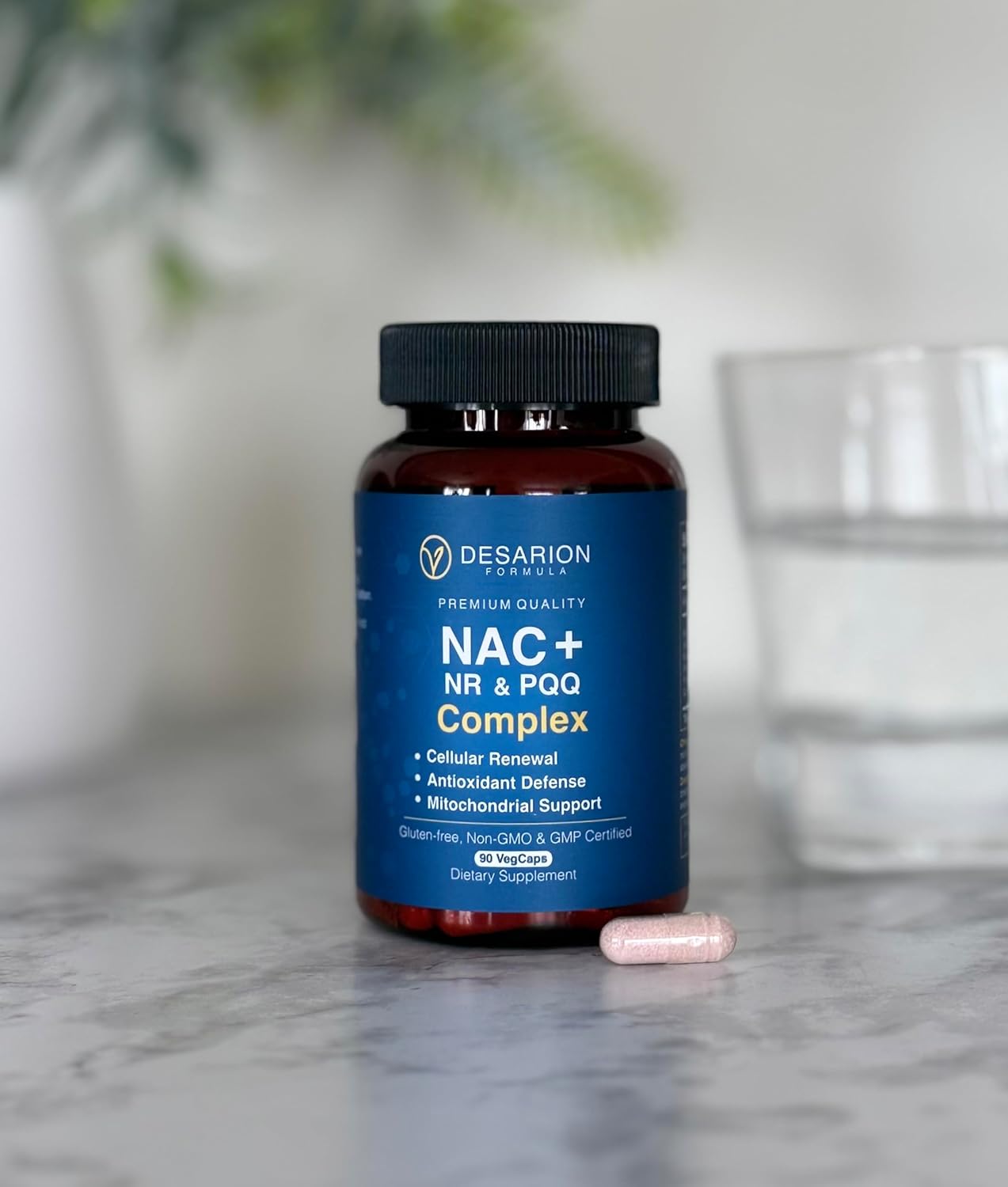 NAC+ NR & PQQ Complex 600mg NAC 300mg Nicotinamide Riboside 10mg PQQ Mitochondrial & Antioxidant Support 90 Veg Capsules