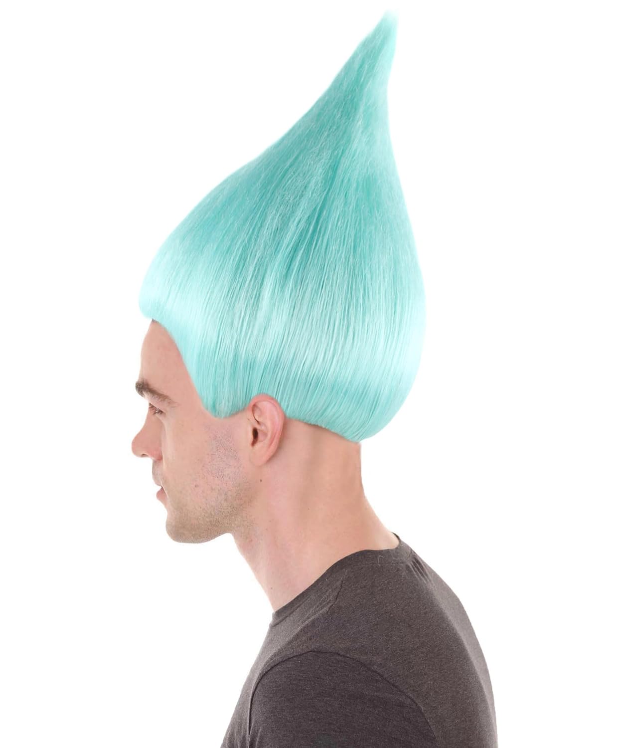 HPO Adult Unisex Light Blue Color Straight Cosplay Halloween Troll Wig, Synthetic Soft Fiber Hair, Perfect for your next Festival and Group Anime Party!