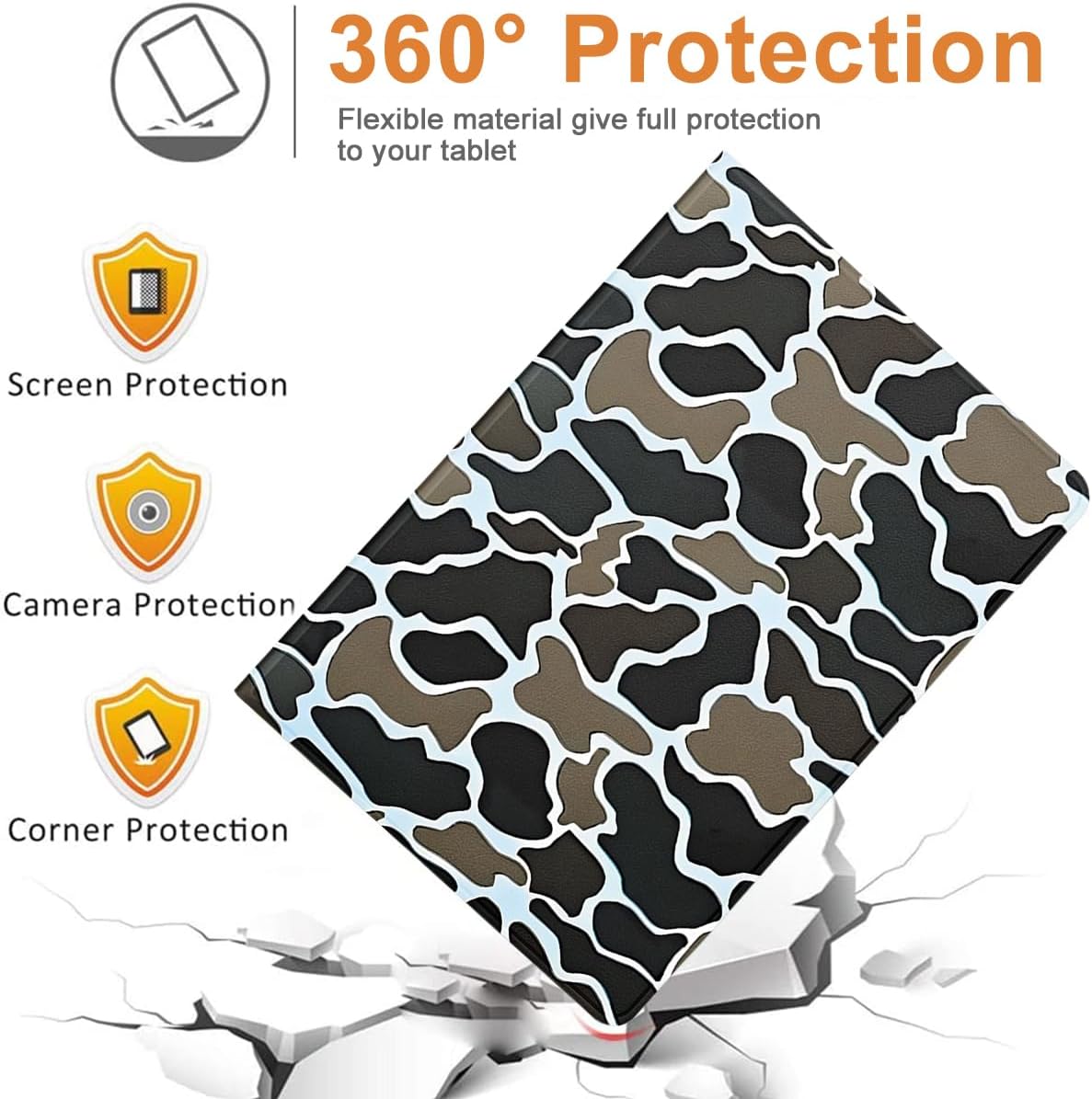 Cool Black Brown Camo Tablet Case for Samsung Galaxy Tab A9+/A9 Plus 11" SM-X210/X215/X216, Retro Trendy Camouflage Design Cover for Girl Women,Trendy Protective Cases Flip PU Leather Funda image 5