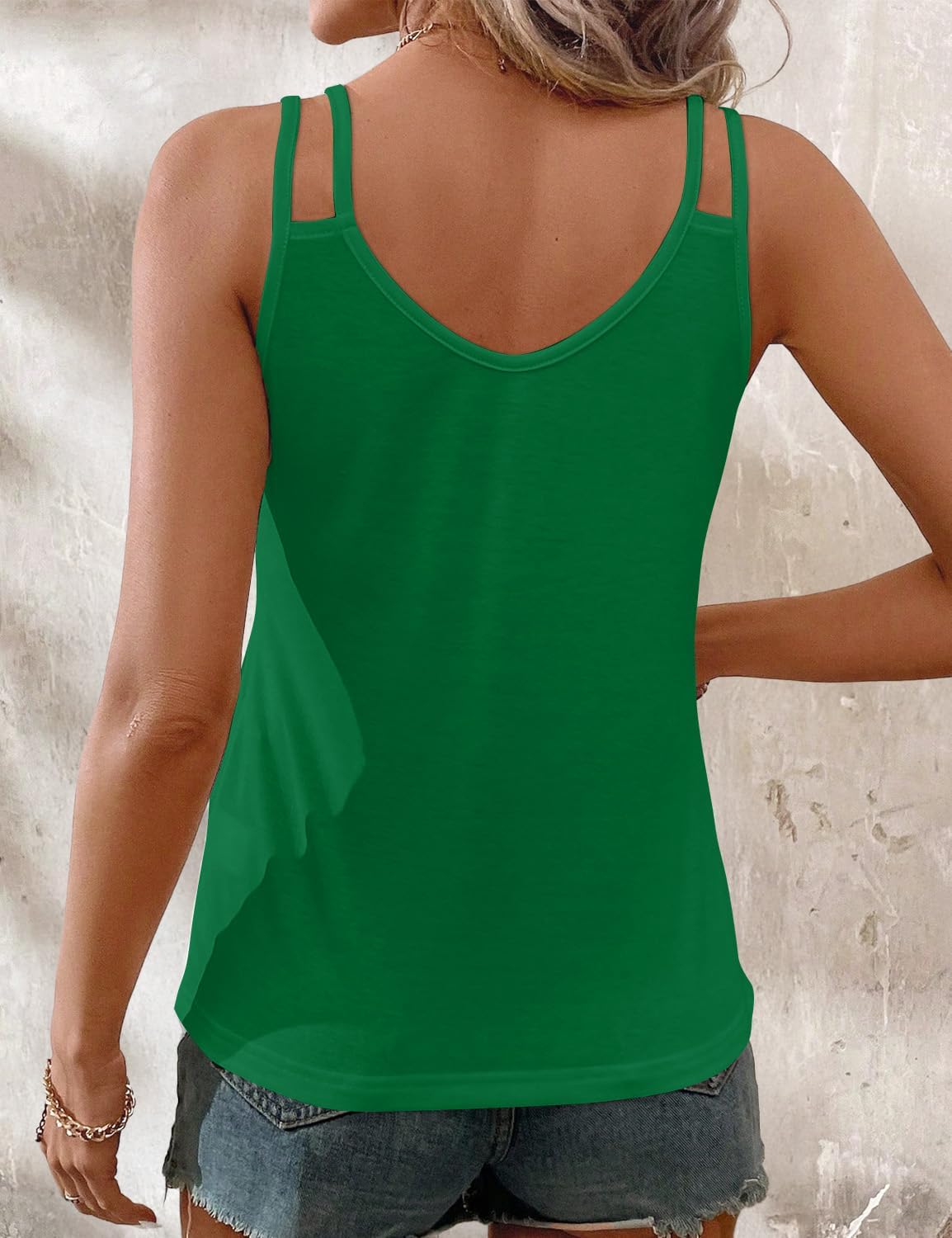 JUSTFASHIONNOW Womens Cute Tank Tops Double Spaghetti Strap V Neck Loose Casual 2026 Summer Beach Sleeveless Basic Shirts - Image 7