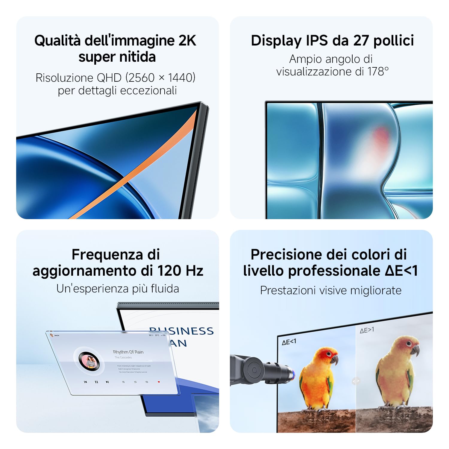 XIAOMI A27Qi 2026 Monitor QHD 2K da 27 Pollici, 120Hz, HDR10, IPS, 100% sRGB, 95% DCI-P3, Certificazione TÜV Hardware Low Blue Light (2560 x 1440/HDMI 2.0/DP 1.4)