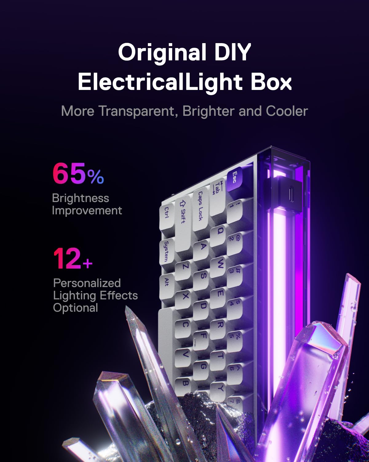 MelGeek MADE68 Air Wired Keyboard, Hall Effect Magnetic Switch Low-Profile Gaming Keyboard, 65% Compact Rapid Trigger, Hot-Swappable, RGB Snap Tap & Adjustable Actuation, Online HIVE Custom (różowa)