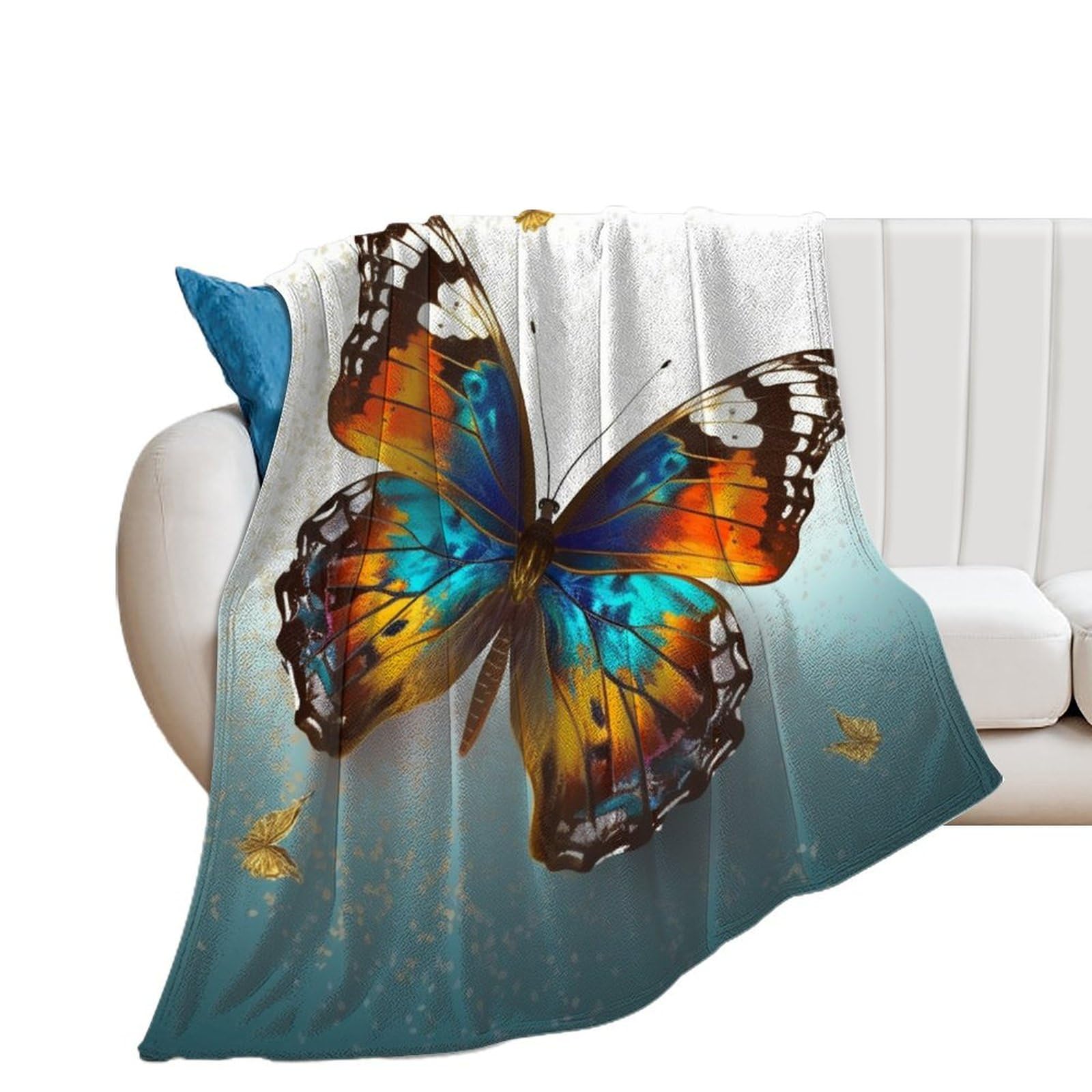 Couverture en flanelle papillon 130x150 cm pour lit et canapé