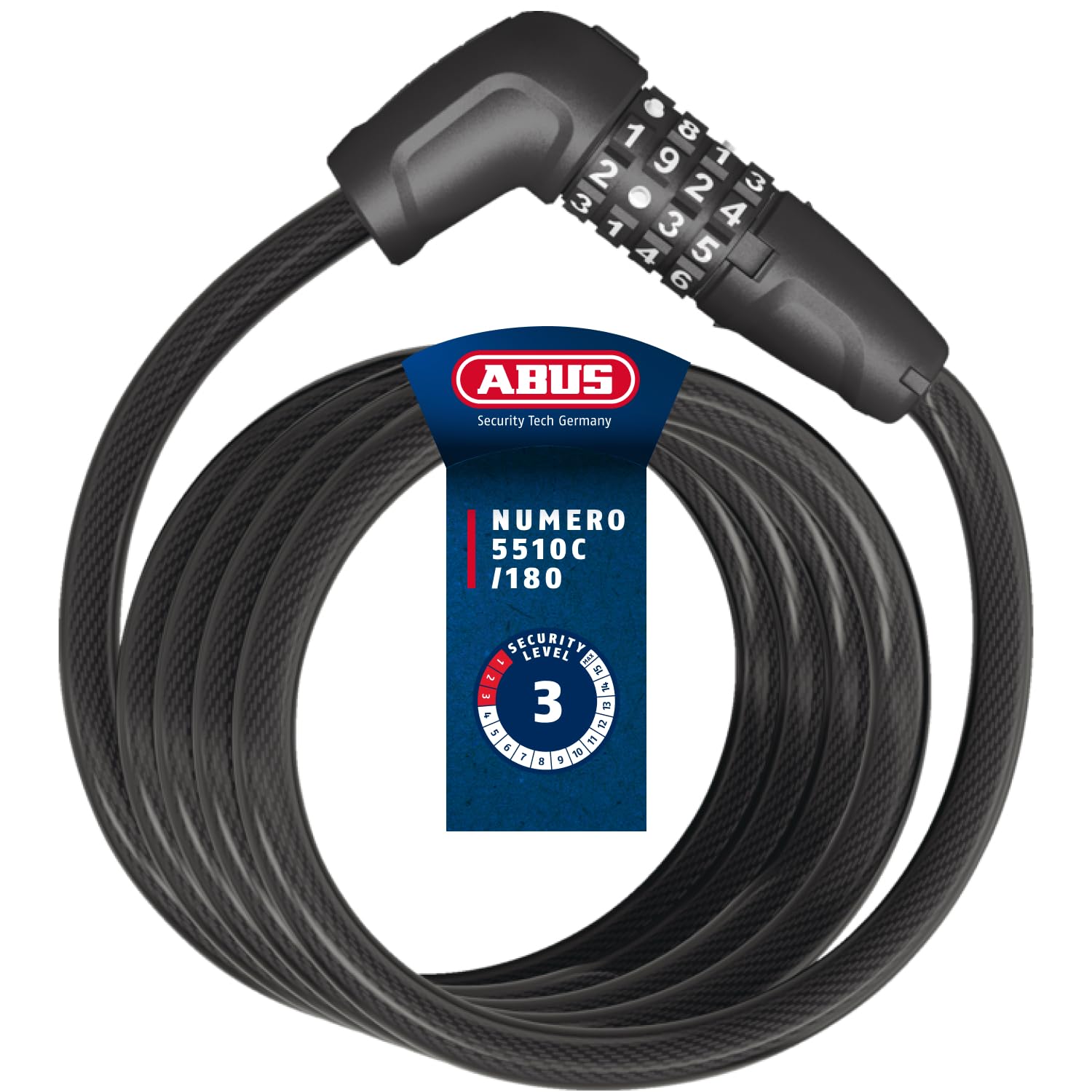 abus fahrradschloss mit zahlencode Kabelschloss Numero 5510C/180 - kompaktes für günstige Zweiräder und Kinderfahrräder - 10 mm Sicherheitslevel 3 nabenschaltung Abus Bordo 6000K Fahrradschloss Farbe:ULTRABLAU